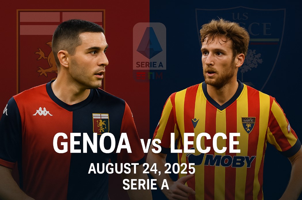 Genoa vs Lecce, Serie A match preview graphic – 08-23, 2025