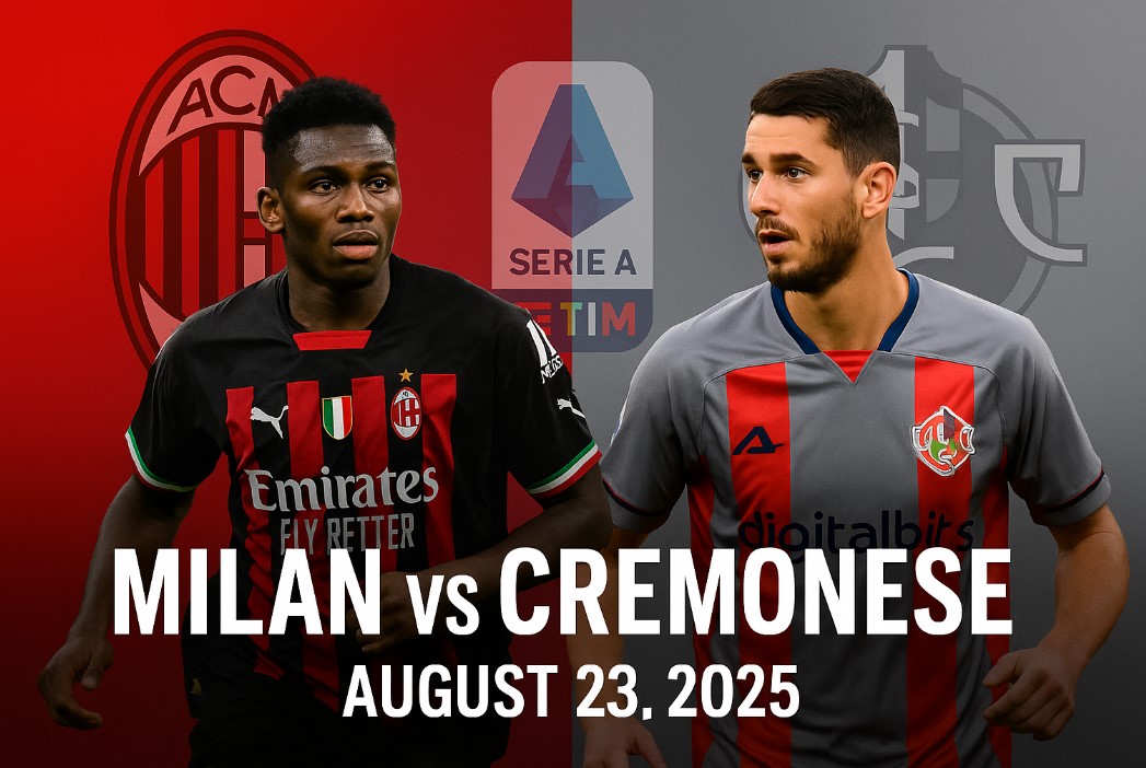 Milan vs Cremonese, Serie A match preview graphic – 08-23, 2025